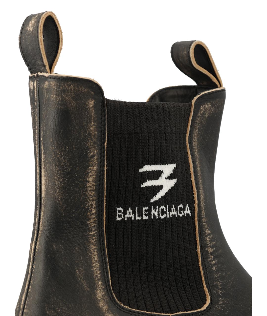 BALENCIAGA Черные кожаные высокие ботинки, фото 4