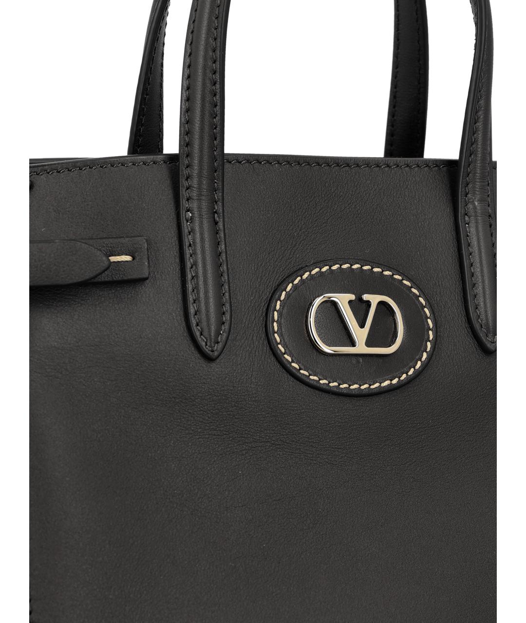 VALENTINO Черная кожаная сумка тоут, фото 4