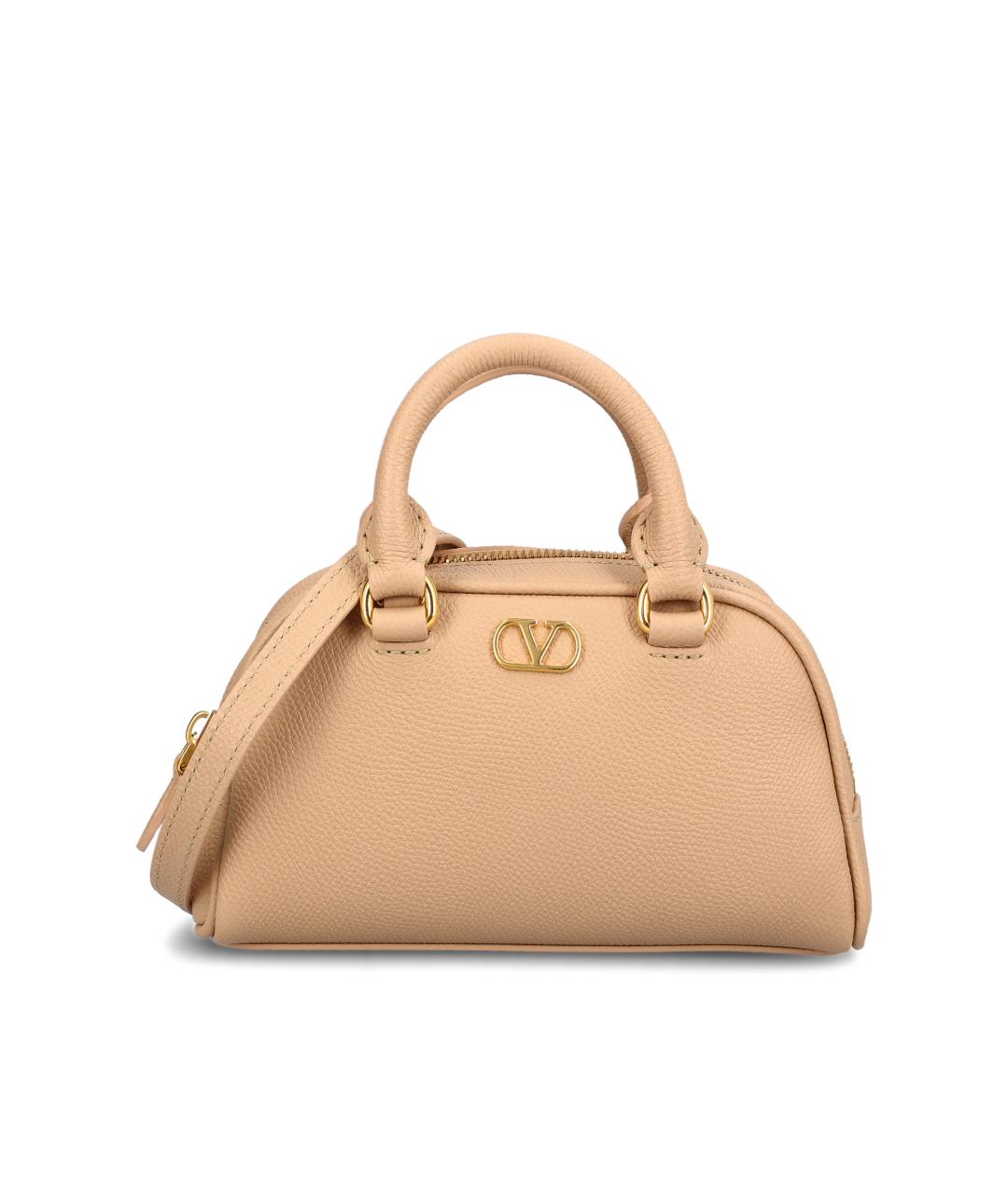 VALENTINO Бежевая кожаная сумка тоут, фото 5