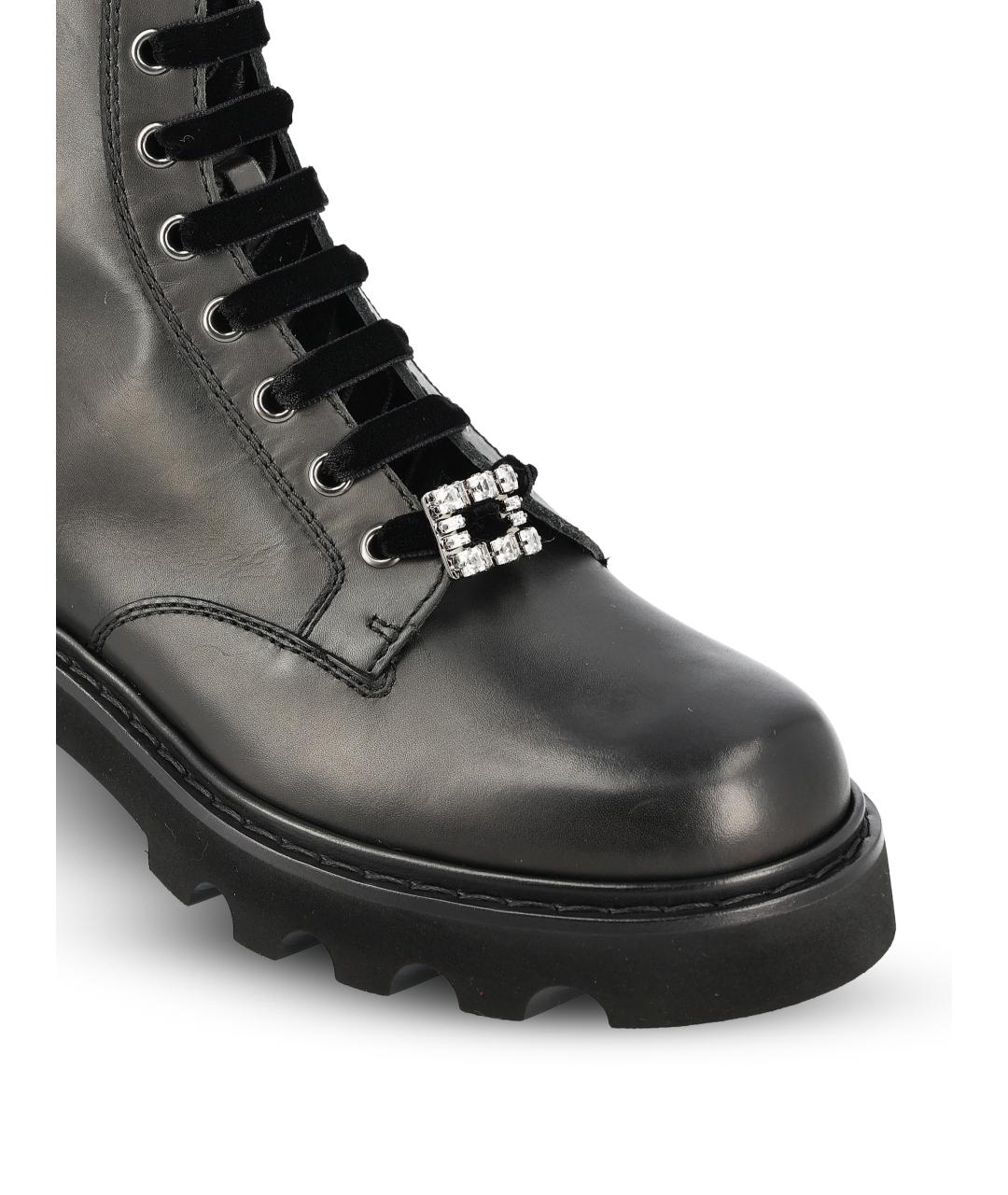 ROGER VIVIER Черные кожаные ботинки, фото 4