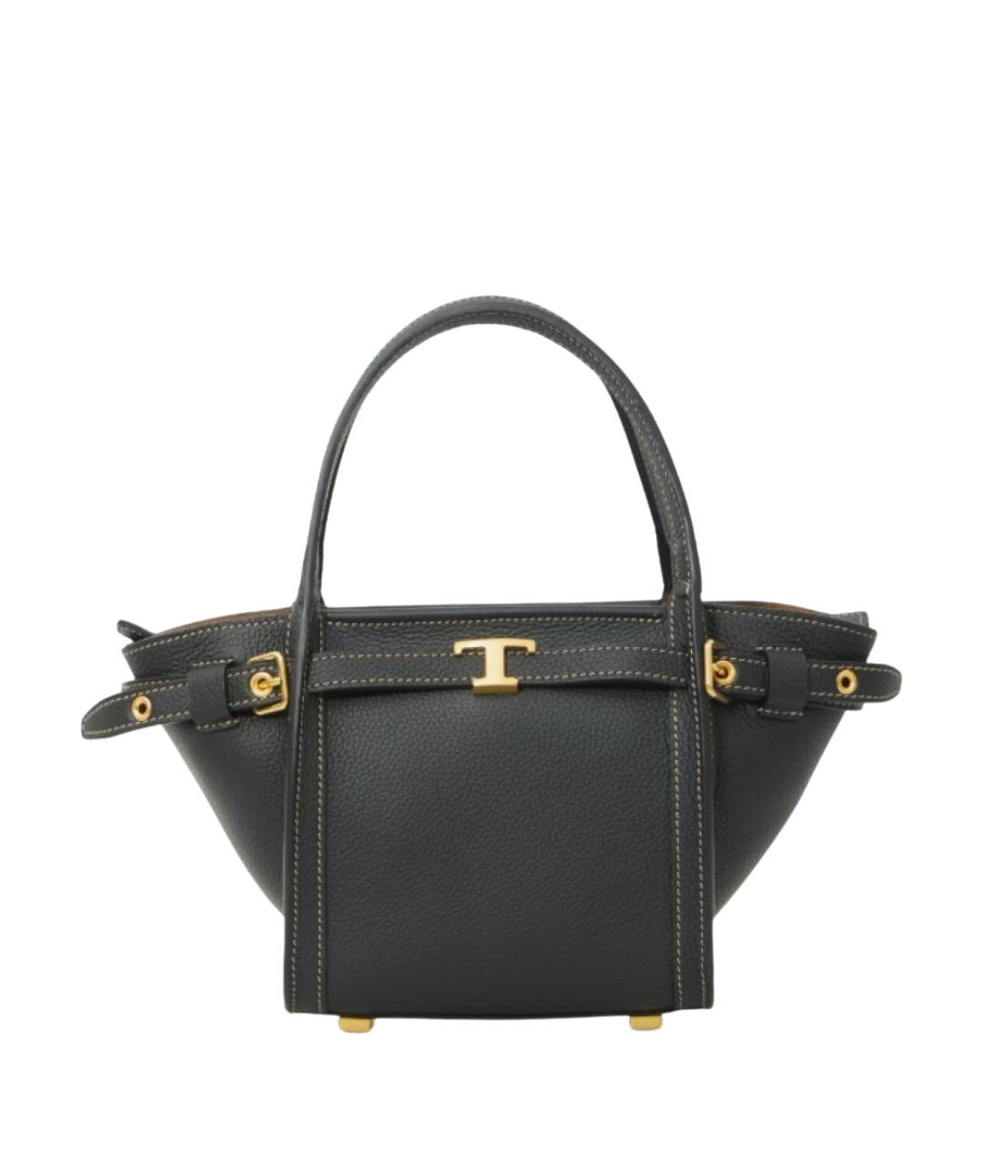 TOD'S Черная кожаная сумка с короткими ручками, фото 1