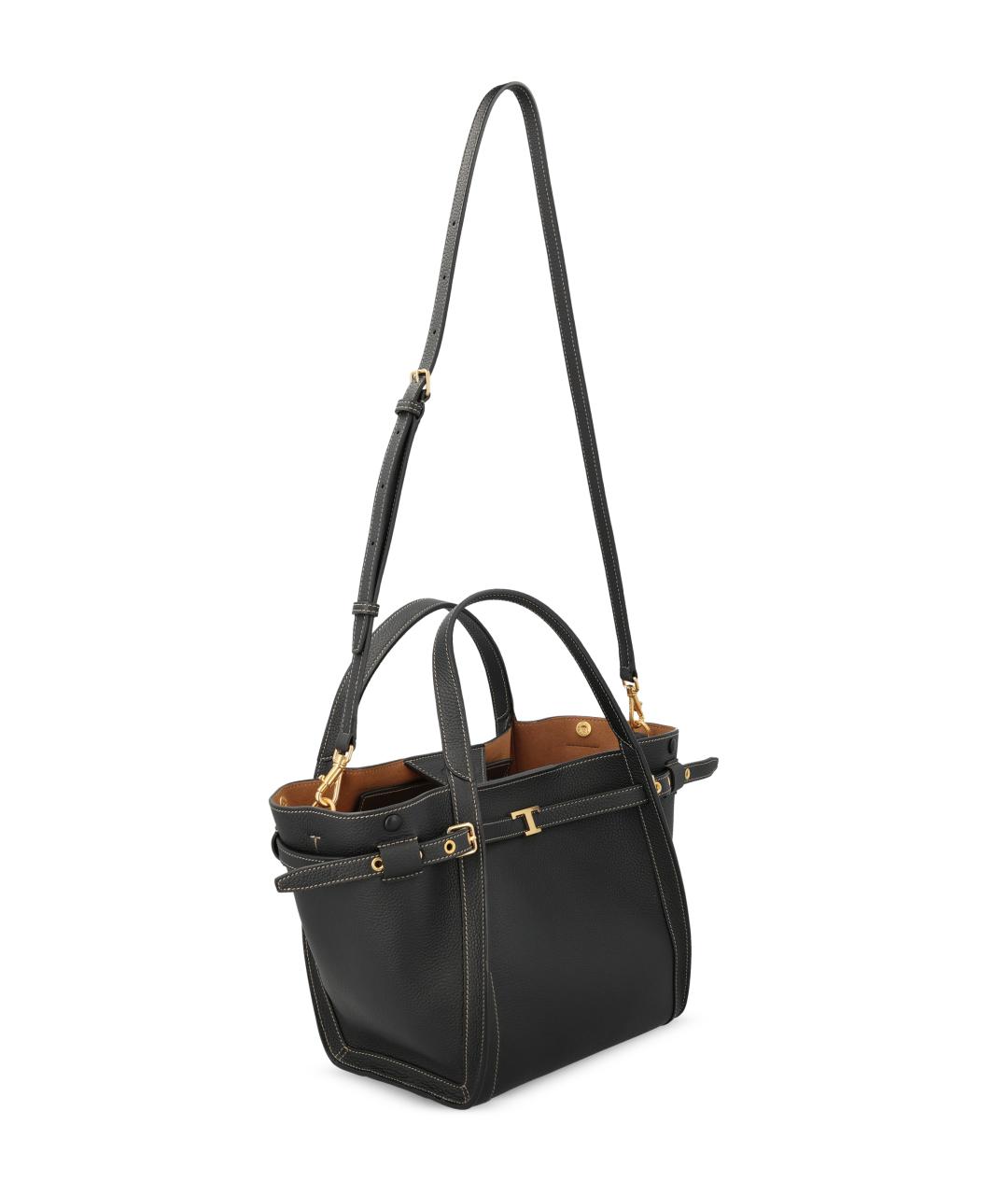 TOD'S Черная кожаная сумка с короткими ручками, фото 3