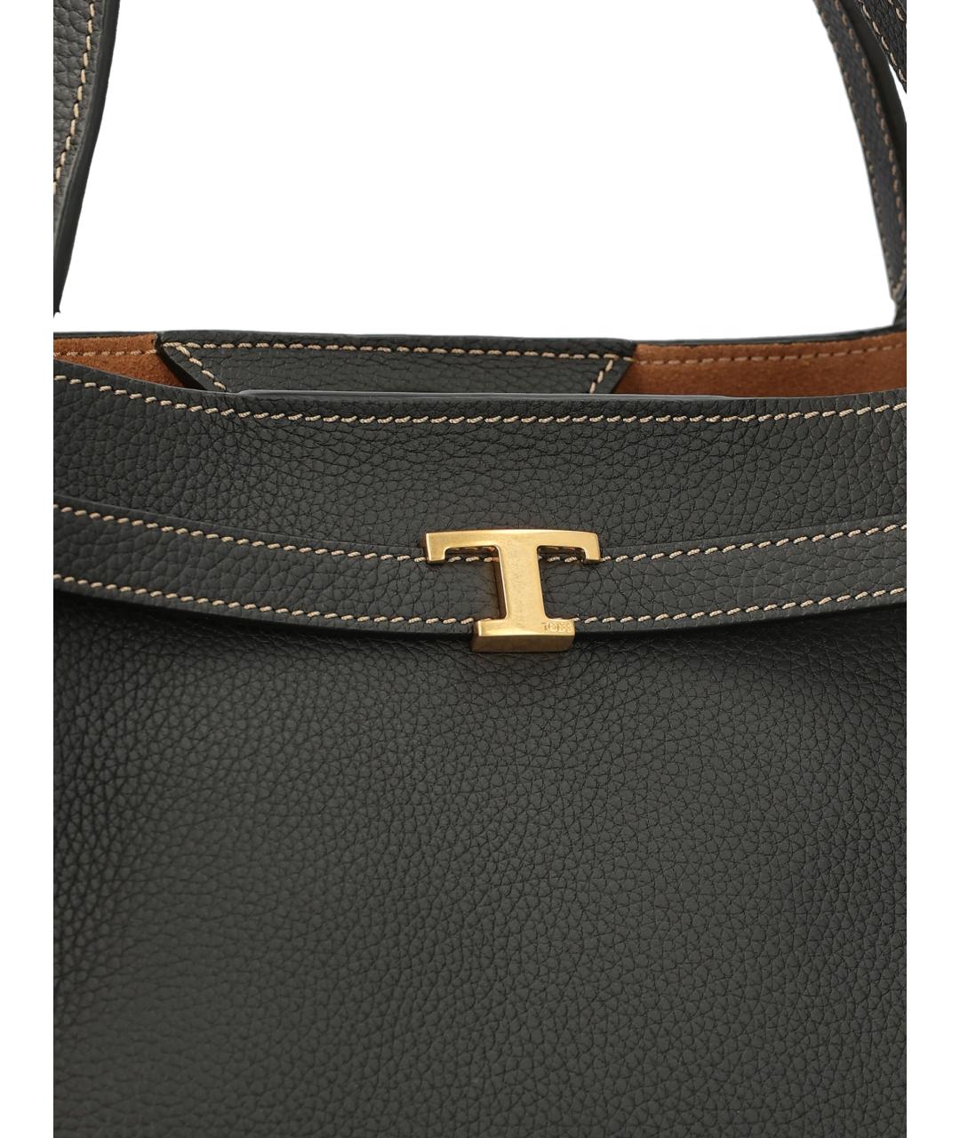 TOD'S Черная кожаная сумка с короткими ручками, фото 4