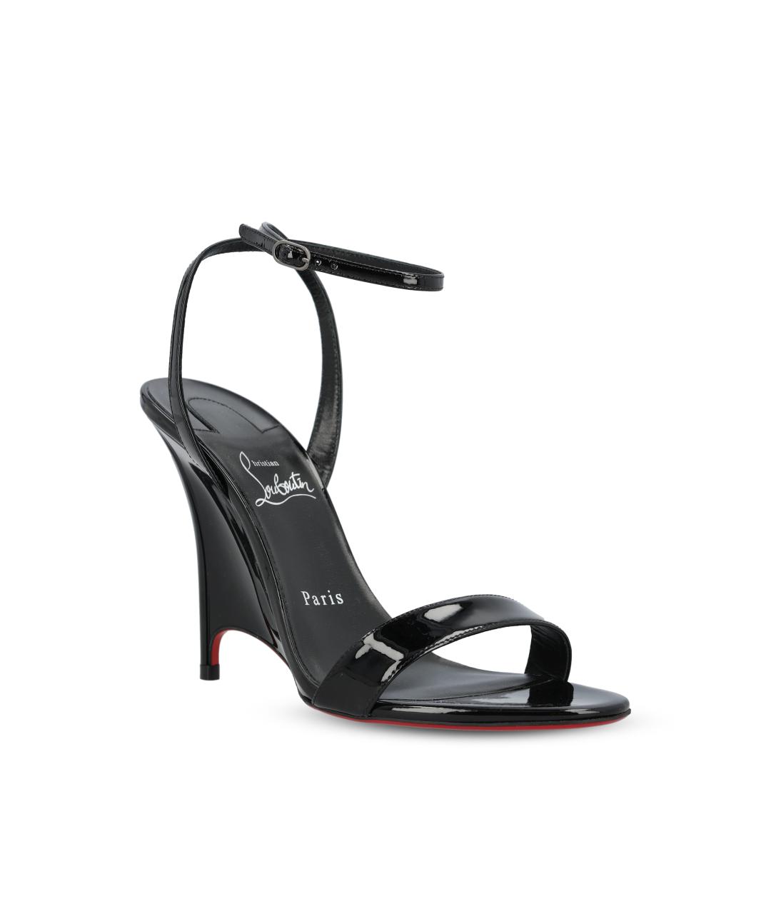 CHRISTIAN LOUBOUTIN Черные босоножки из лакированной кожи, фото 2