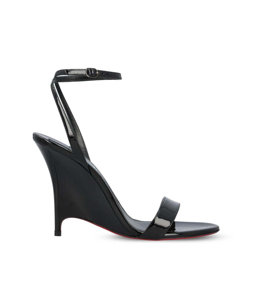 CHRISTIAN LOUBOUTIN Черные босоножки из лакированной кожи, фото 5