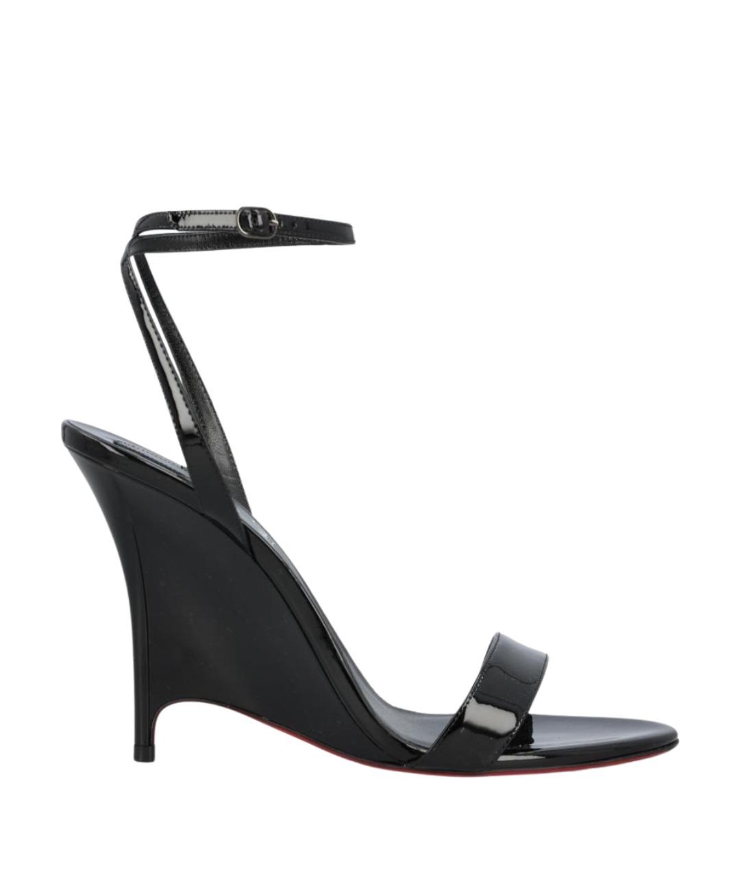 CHRISTIAN LOUBOUTIN Черные босоножки из лакированной кожи, фото 1