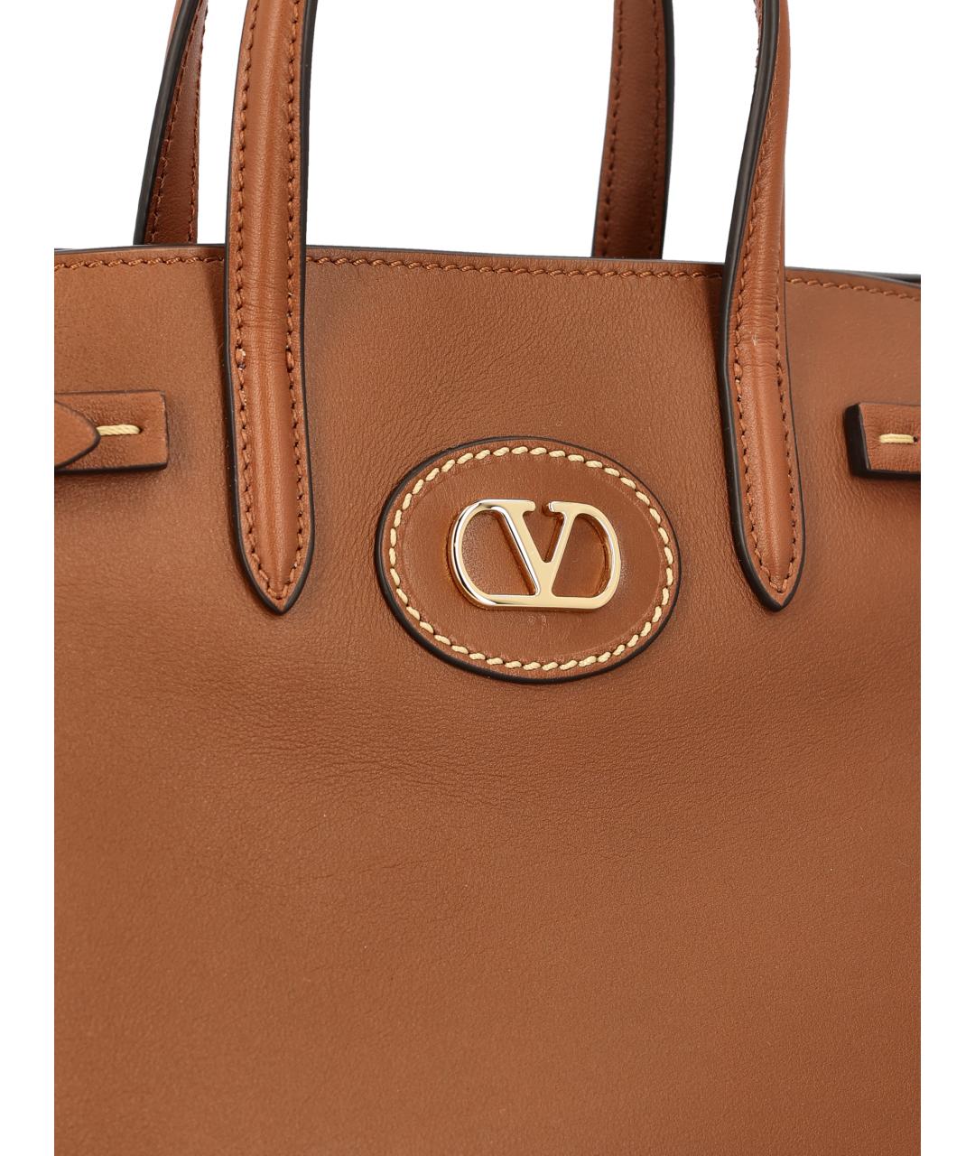 VALENTINO Коричневая кожаная сумка тоут, фото 4