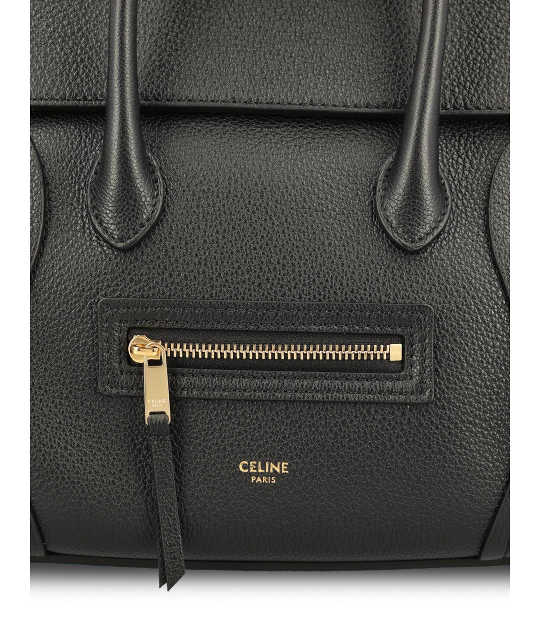 CELINE Черная кожаная сумка тоут, фото 4