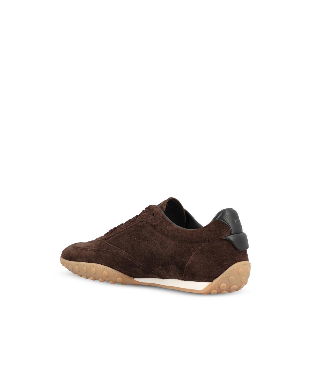 TOD'S Коричневые кожаные низкие кроссовки / кеды, фото 3