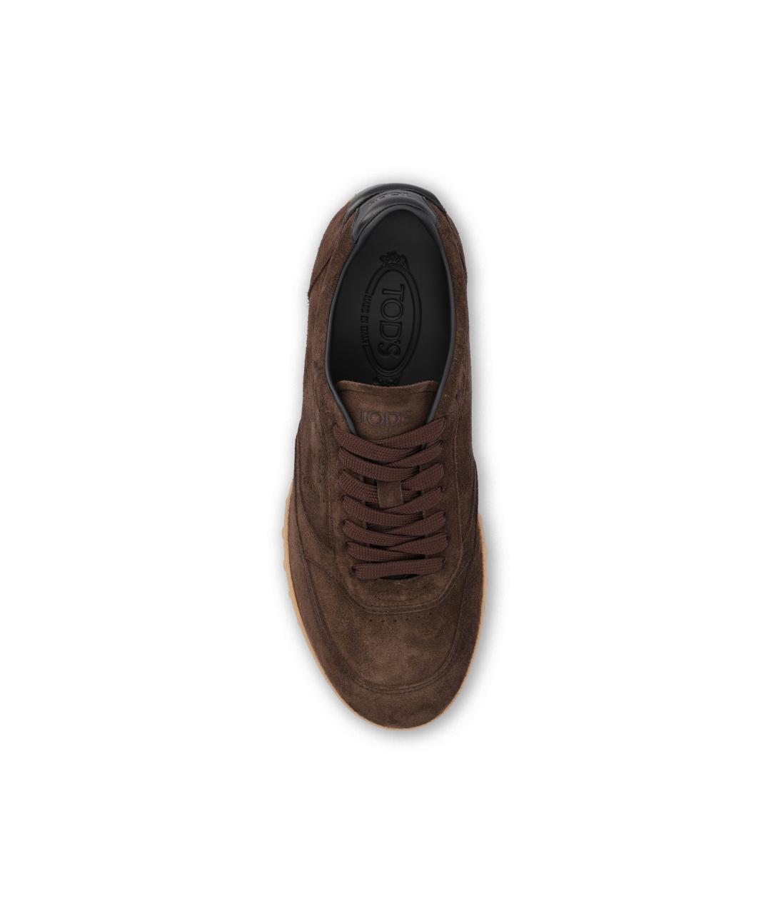 TOD'S Коричневые кожаные низкие кроссовки / кеды, фото 4