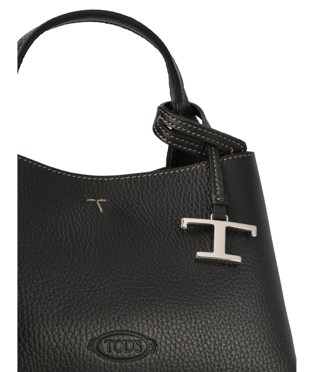 TOD'S Черная кожаная сумка тоут, фото 4