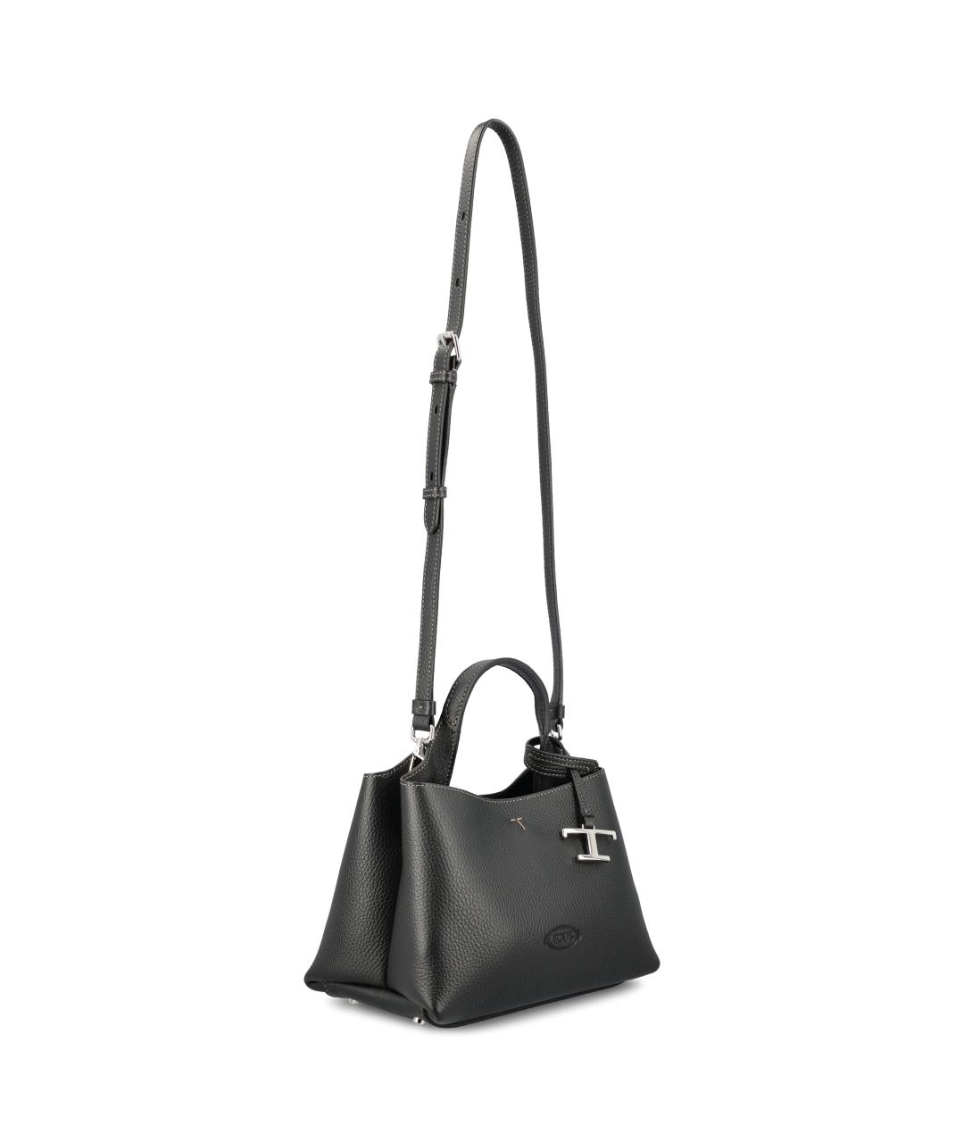 TOD'S Черная кожаная сумка тоут, фото 3