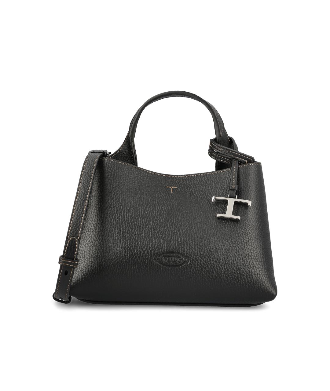 TOD'S Черная кожаная сумка тоут, фото 5