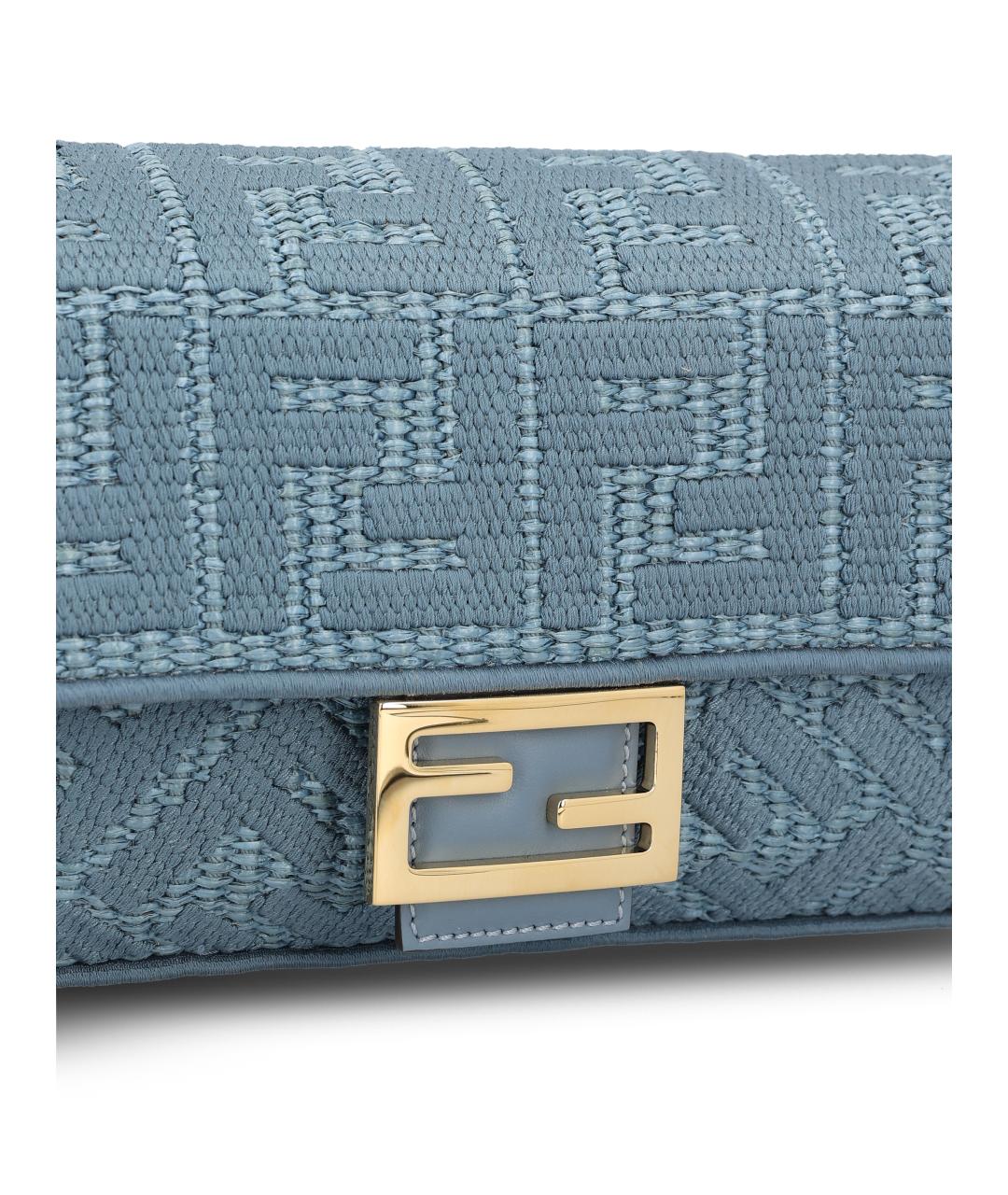 FENDI Голубая рафиевая сумка через плечо, фото 4