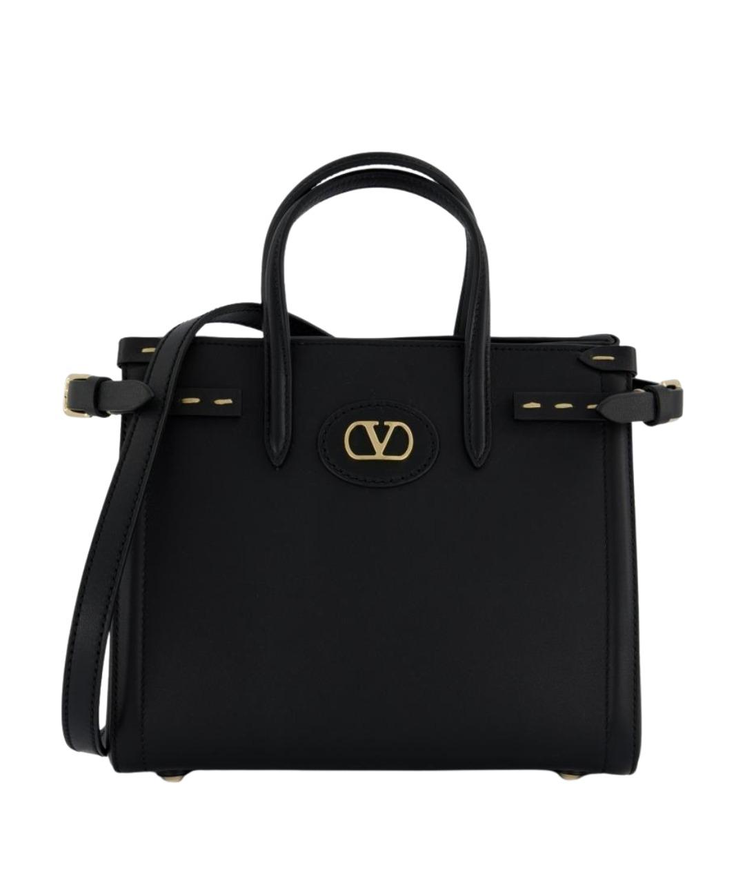 VALENTINO Черная кожаная сумка тоут, фото 1