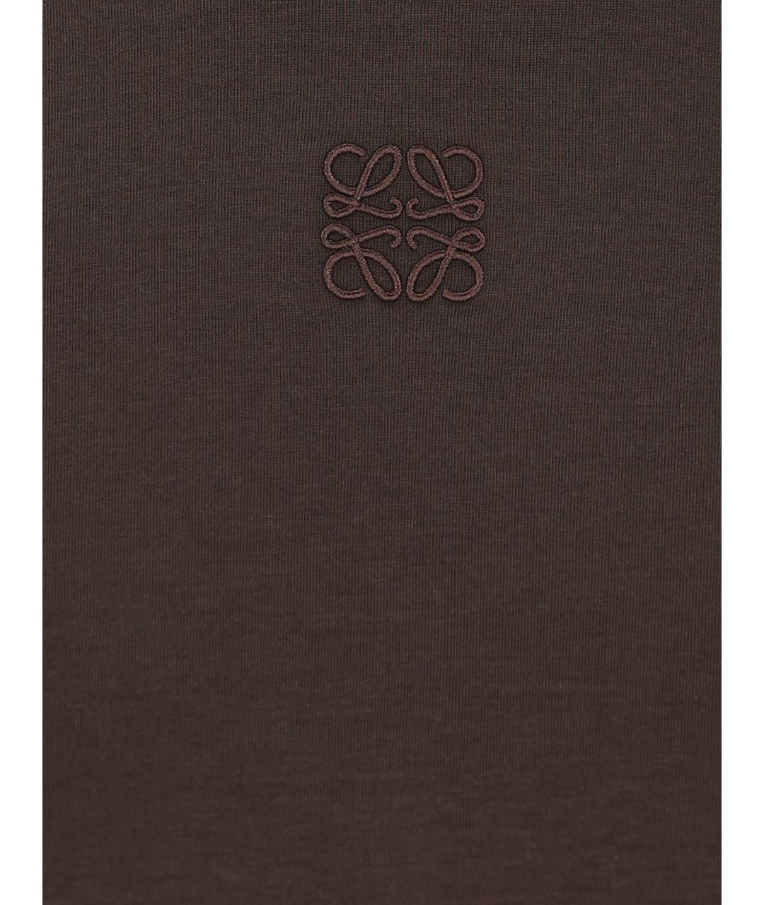 LOEWE Коричневая хлопковая футболка, фото 3