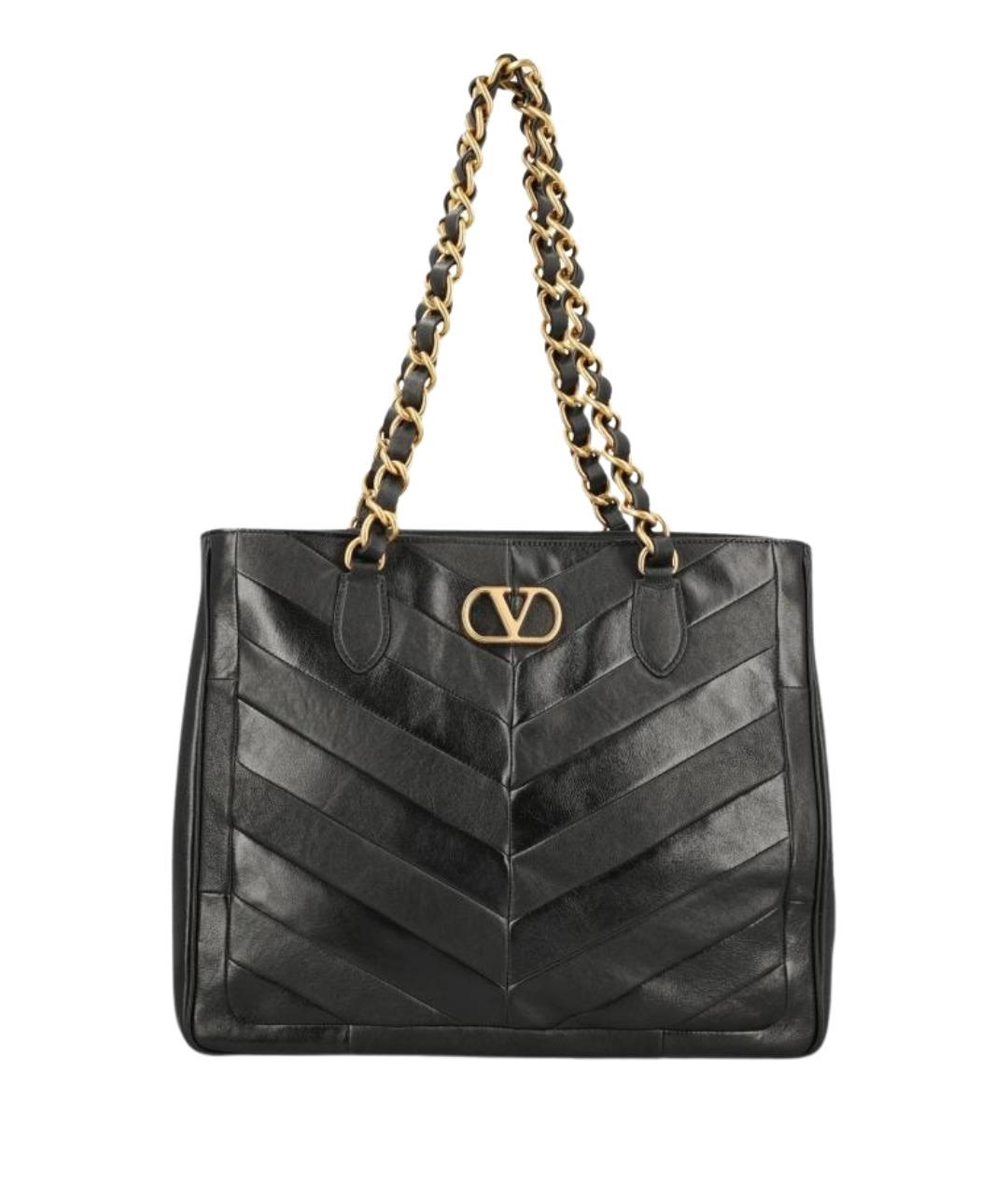 VALENTINO Черная кожаная сумка тоут, фото 1