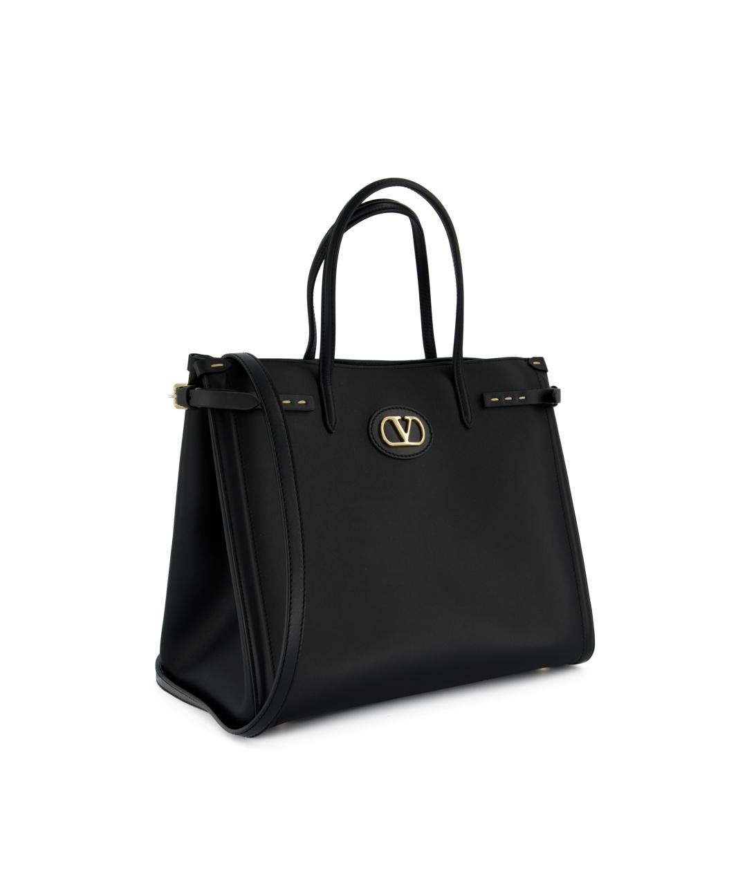 VALENTINO Черная кожаная сумка тоут, фото 3
