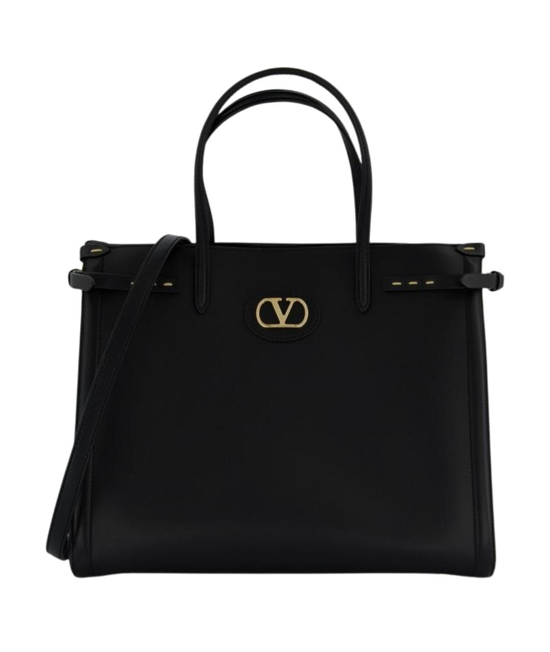 VALENTINO Черная кожаная сумка тоут, фото 1