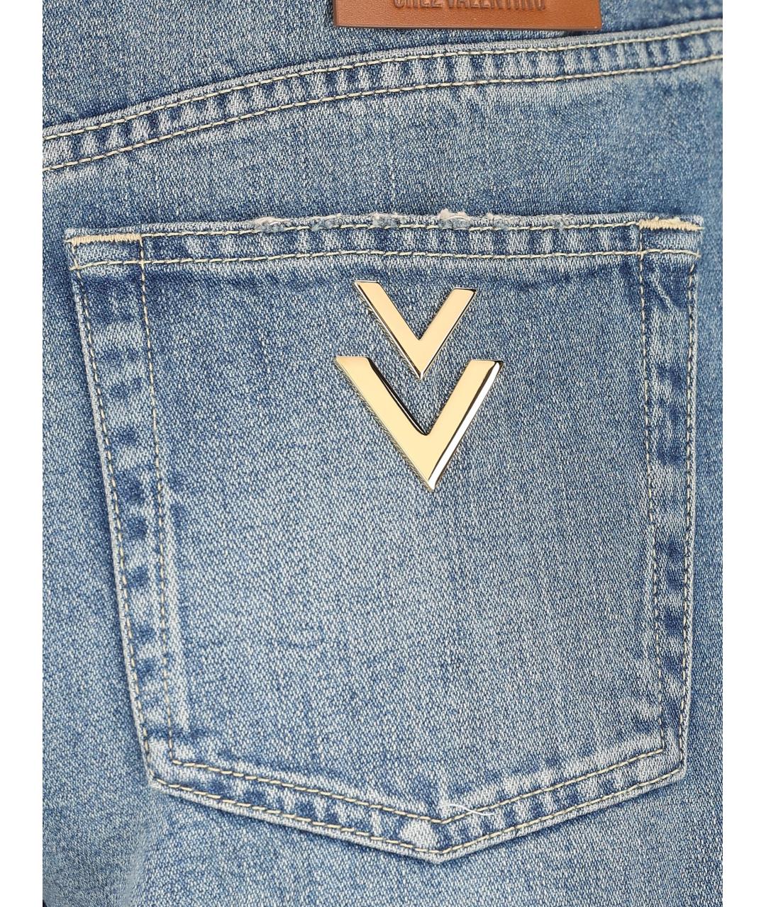 VALENTINO Голубые хлопковые прямые джинсы, фото 4