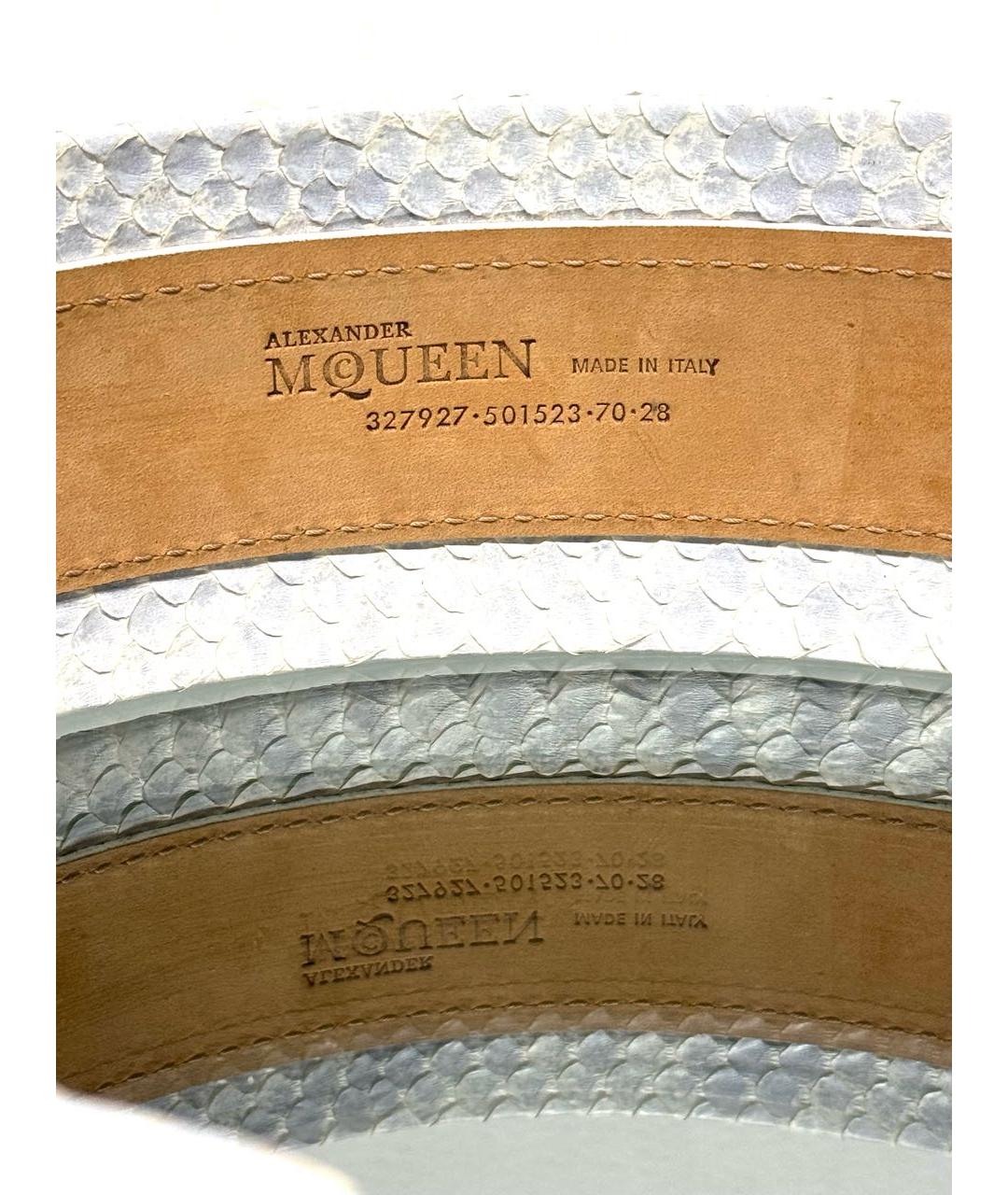 ALEXANDER MCQUEEN Белый ремень из кожи питона, фото 3