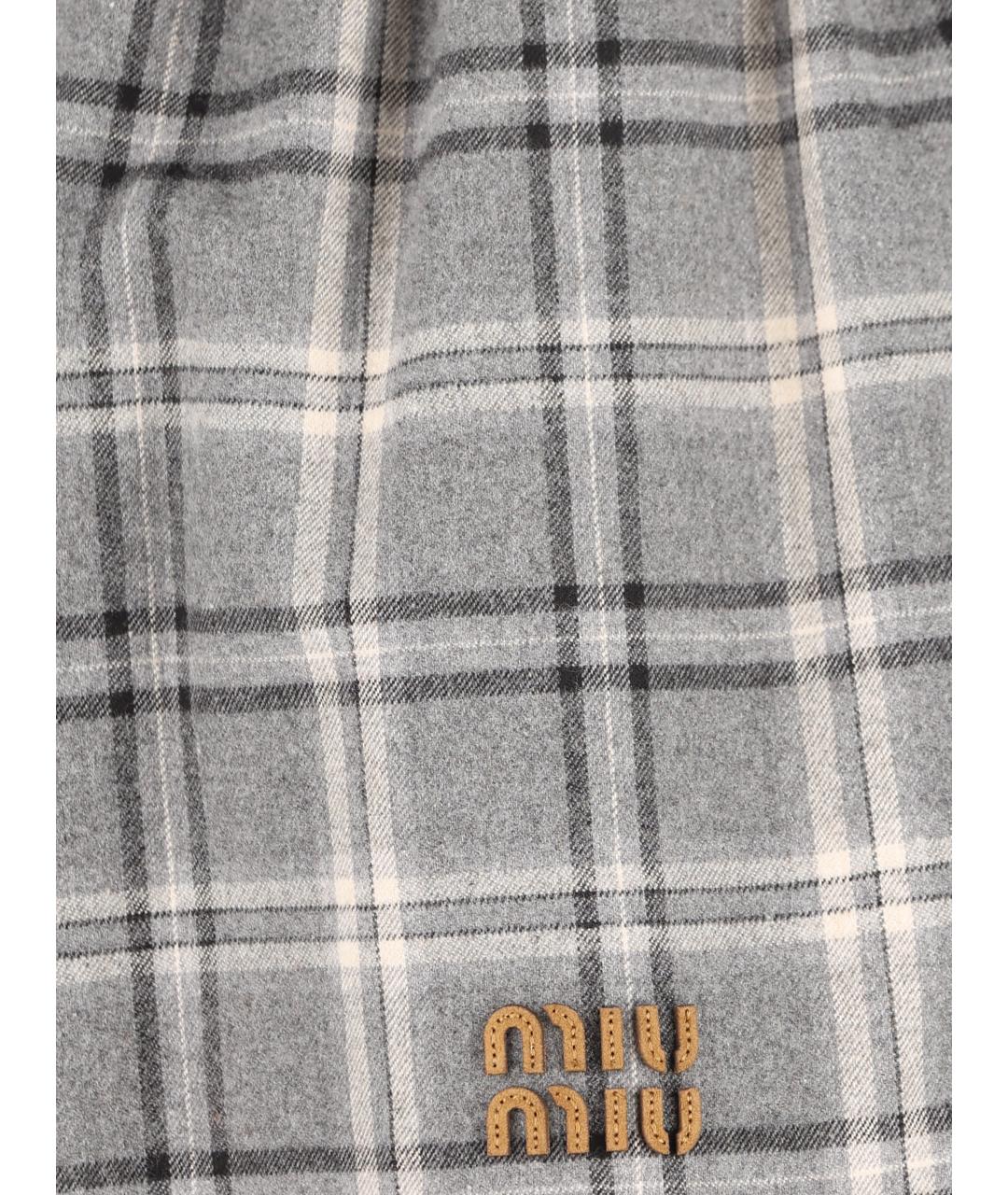 MIU MIU Серая хлопковая юбка мини, фото 4