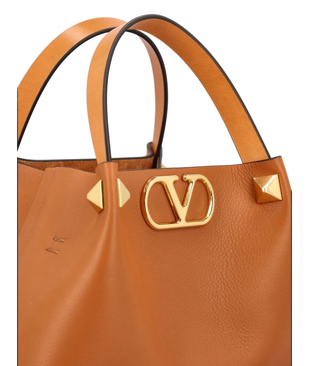 VALENTINO Бежевая кожаная сумка тоут, фото 4