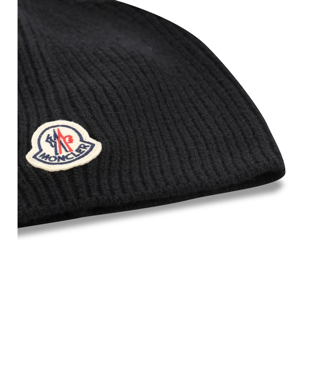MONCLER Черная шерстяная шапка, фото 4