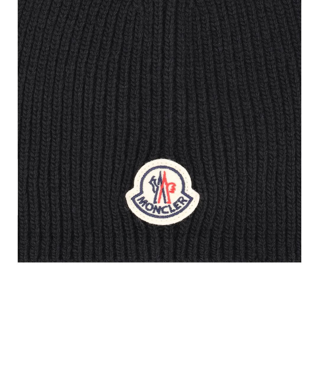 MONCLER Черная шерстяная шапка, фото 3