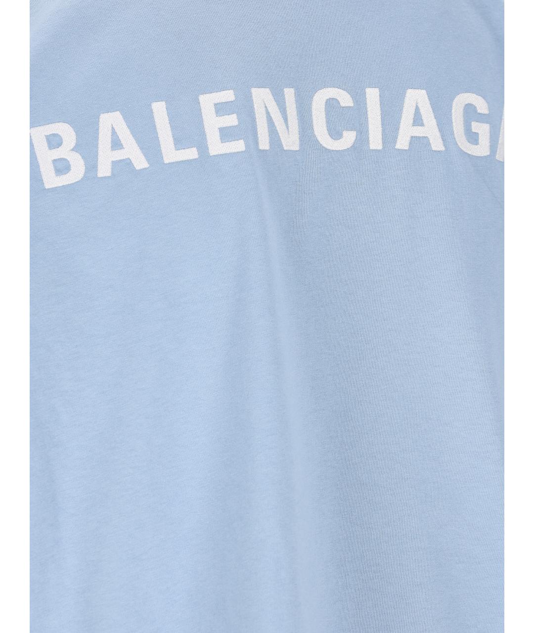 BALENCIAGA Голубая хлопковая футболка, фото 3