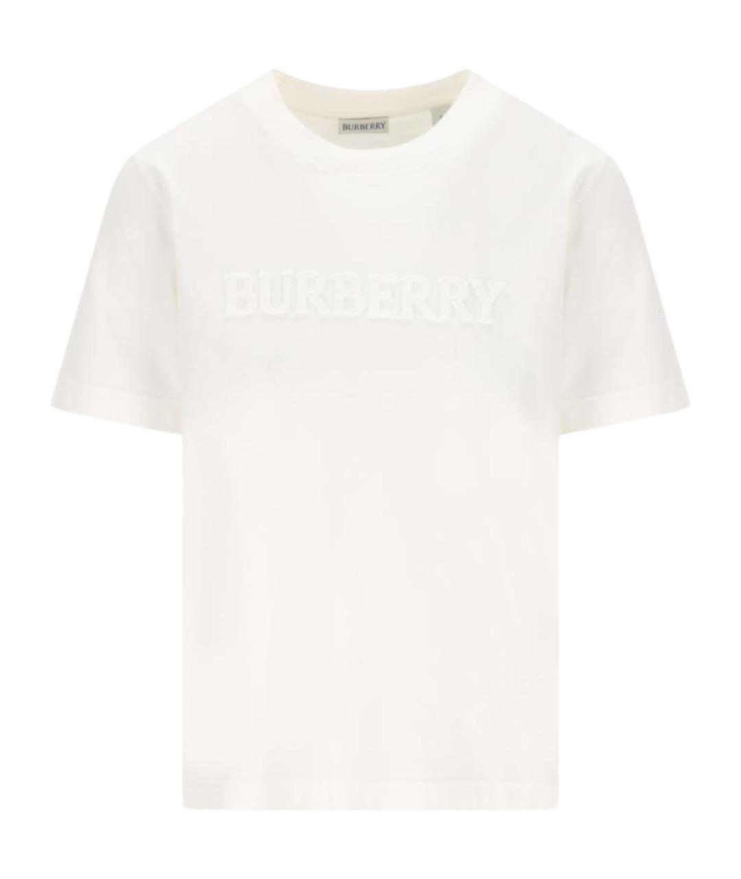 BURBERRY Белая хлопковая футболка, фото 1
