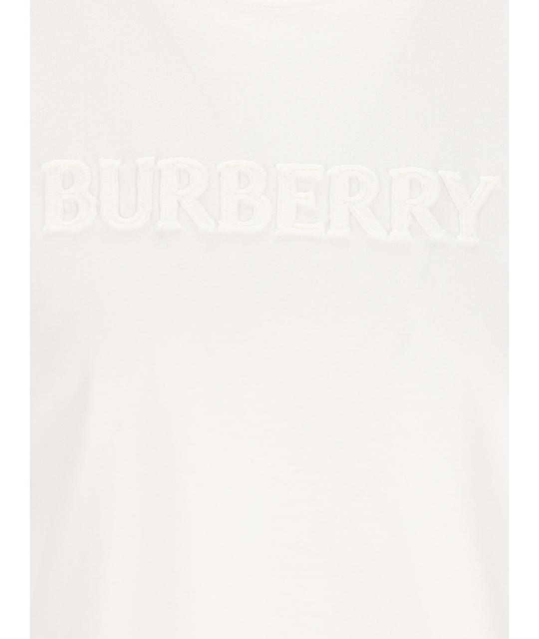 BURBERRY Белая хлопковая футболка, фото 3