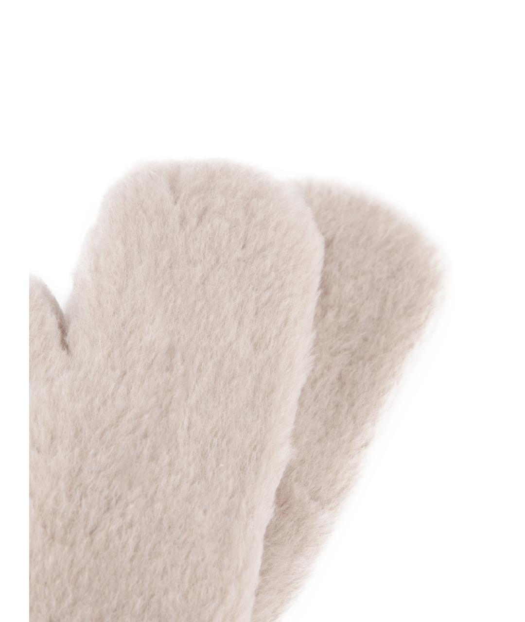 MAX MARA Бежевые шерстяные варежки, фото 2