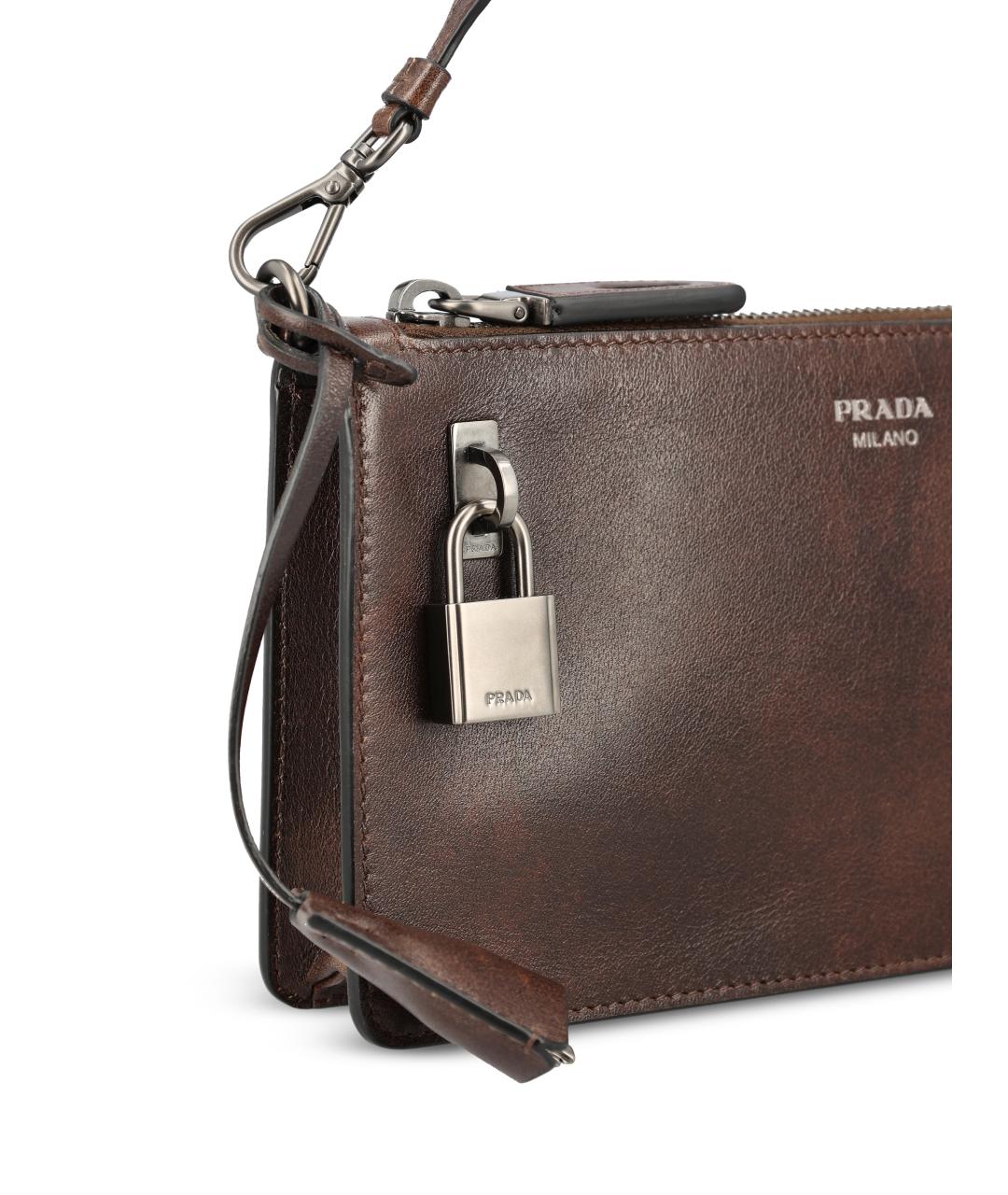 PRADA Коричневая кожаная сумка на плечо, фото 4