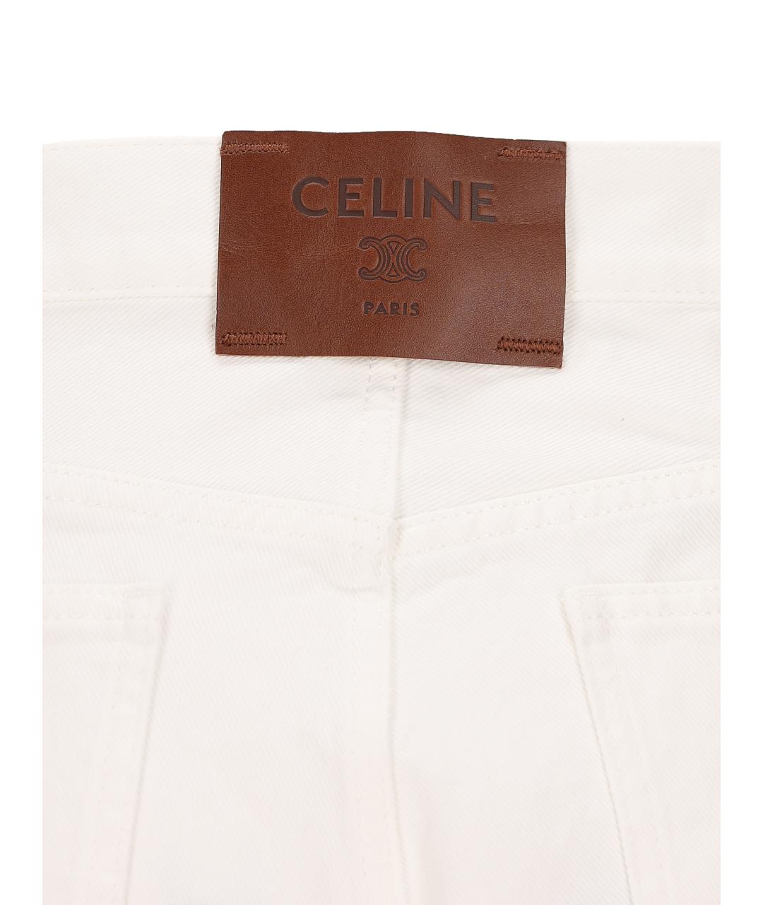 CELINE Белые хлопковые прямые джинсы, фото 3