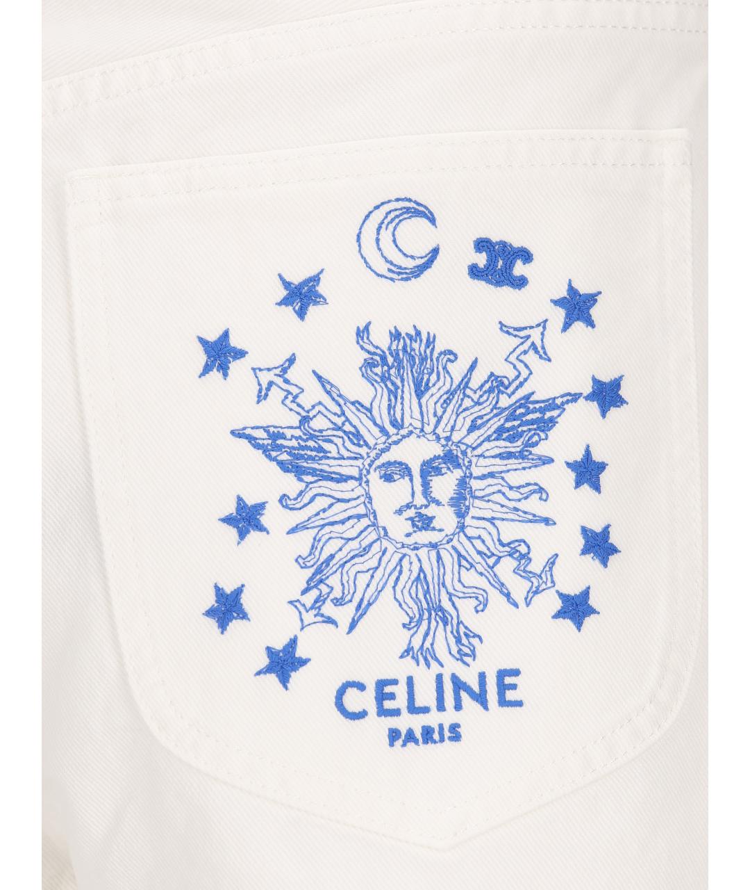 CELINE Белые хлопковые прямые джинсы, фото 4