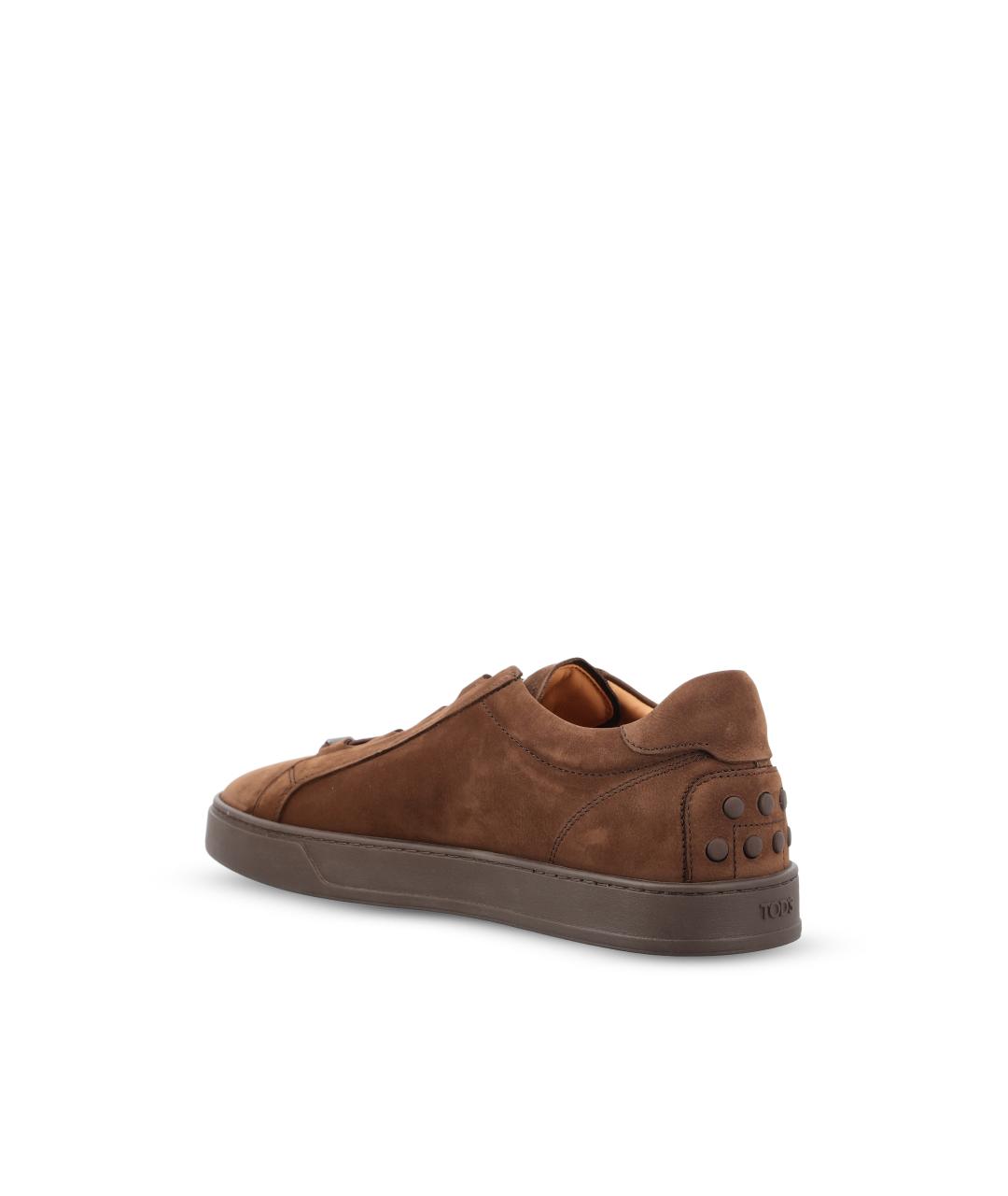 TOD'S Коричневые кожаные низкие кроссовки / кеды, фото 3