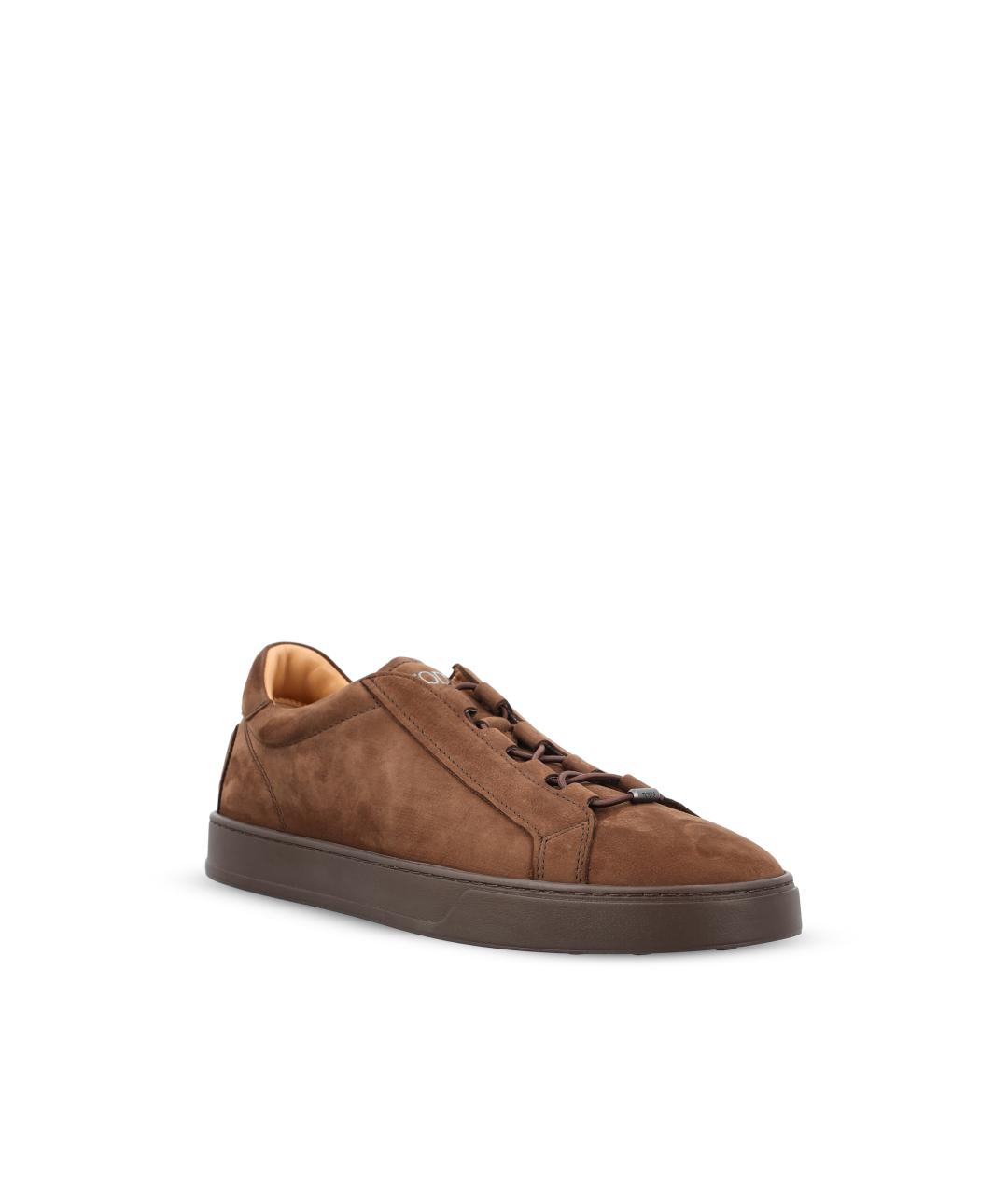 TOD'S Коричневые кожаные низкие кроссовки / кеды, фото 2