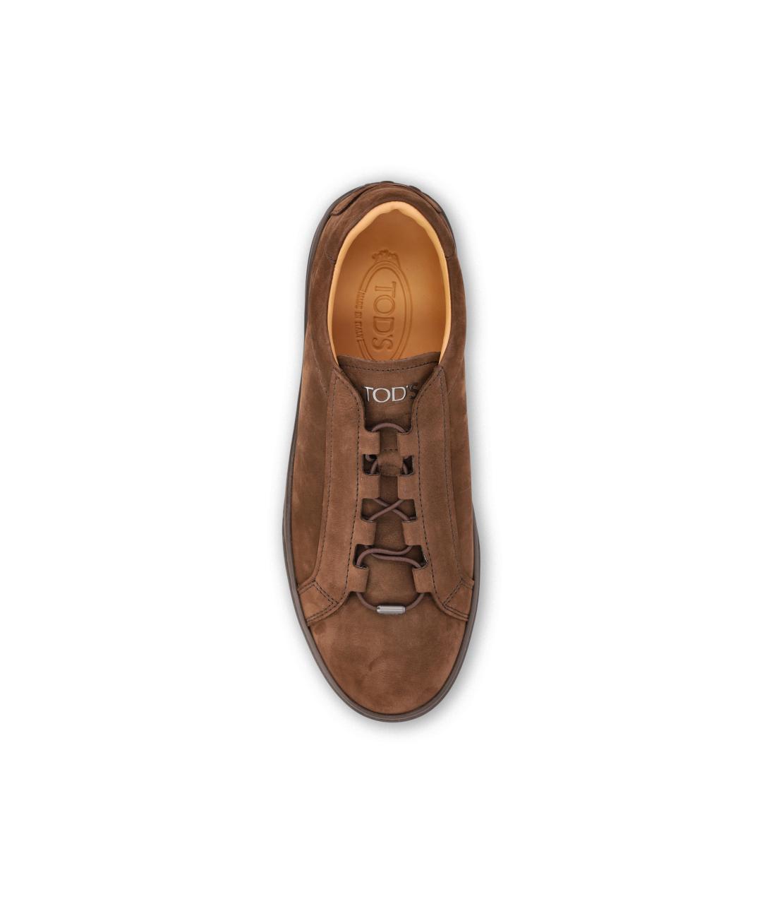 TOD'S Коричневые кожаные низкие кроссовки / кеды, фото 4
