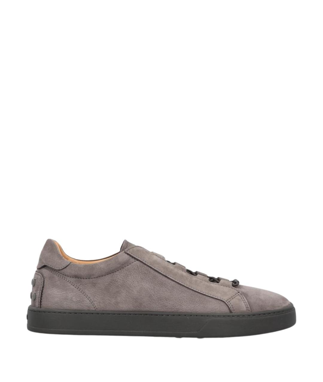 TOD'S Серые кожаные низкие кроссовки / кеды, фото 1