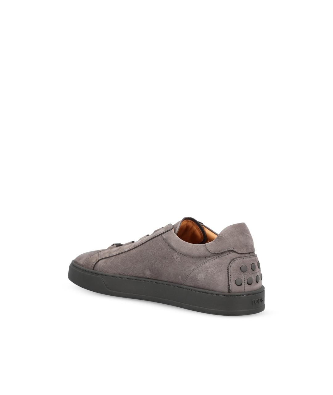 TOD'S Серые кожаные низкие кроссовки / кеды, фото 3