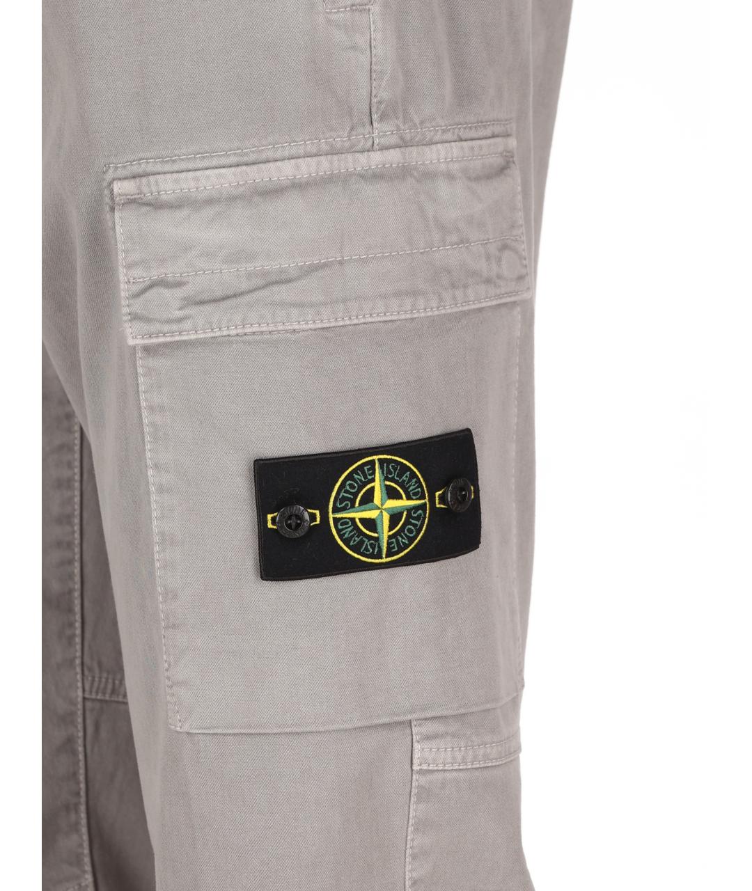 STONE ISLAND Серые хлопковые повседневные брюки, фото 3