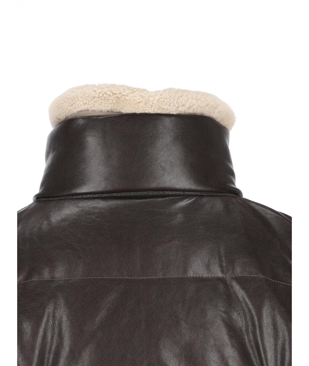 BRUNELLO CUCINELLI Коричневая кожаная куртка, фото 3