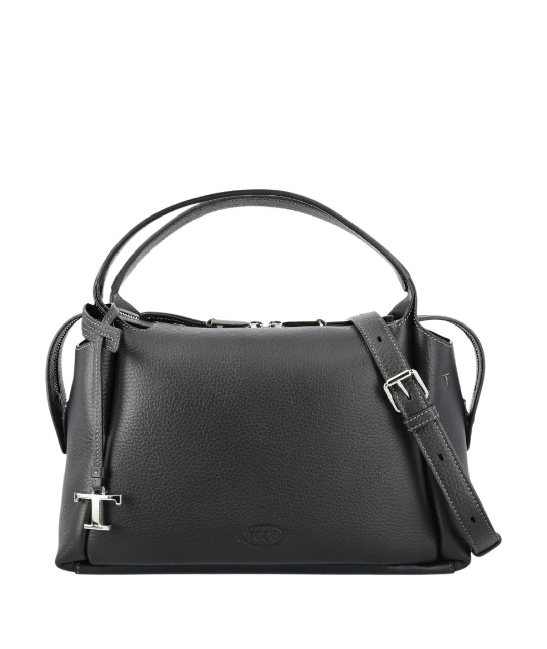 TOD'S Черная кожаная сумка тоут, фото 1