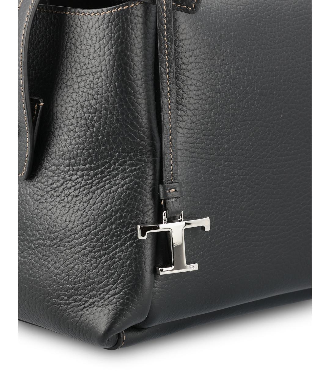 TOD'S Черная кожаная сумка тоут, фото 4