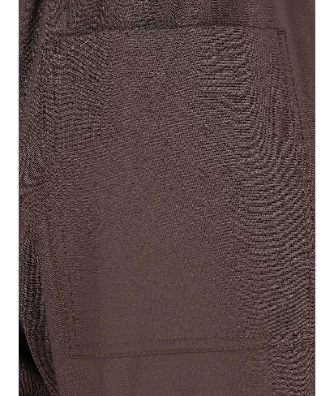 BRUNELLO CUCINELLI Коричневые шерстяные прямые брюки, фото 4