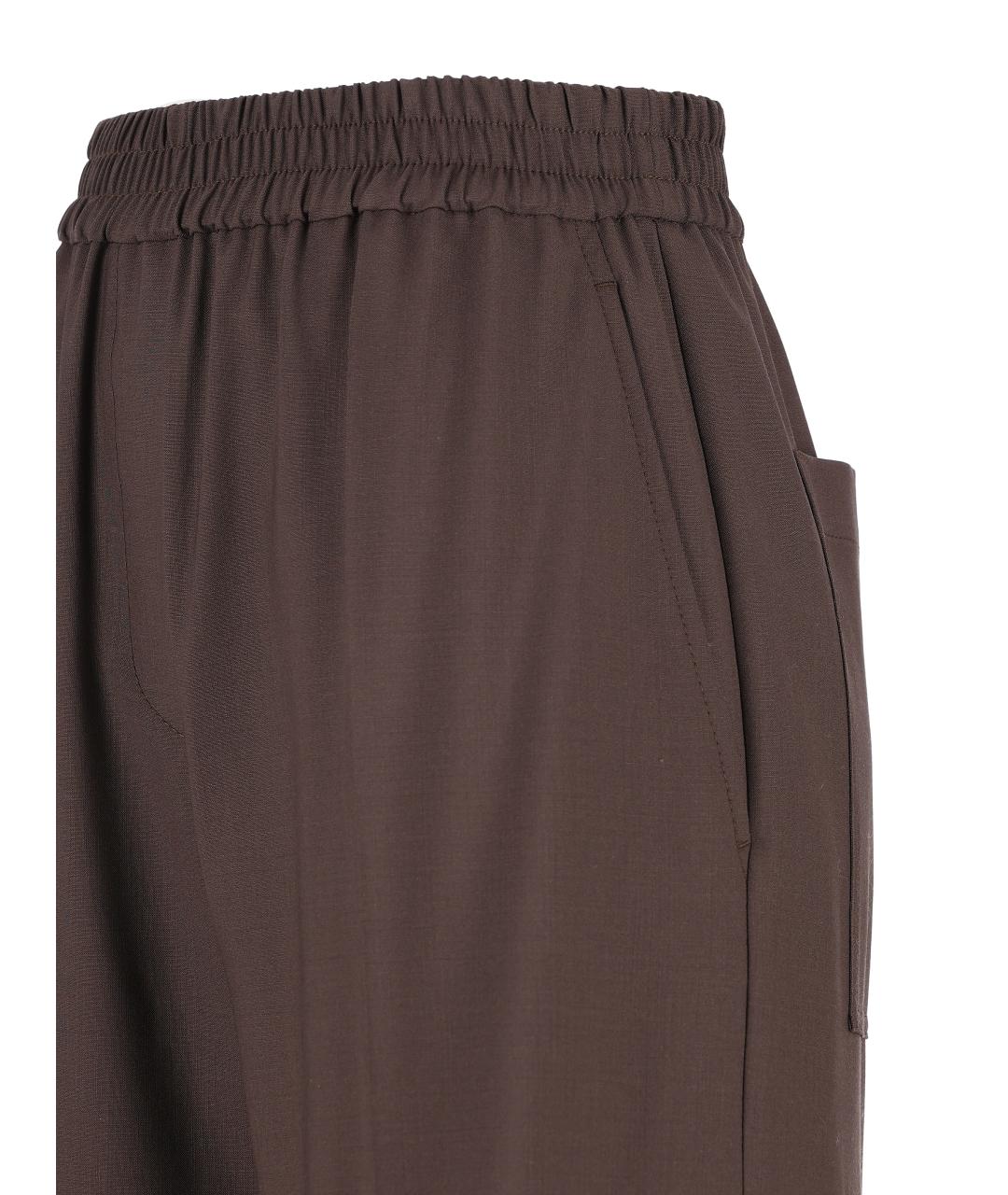 BRUNELLO CUCINELLI Коричневые шерстяные прямые брюки, фото 3