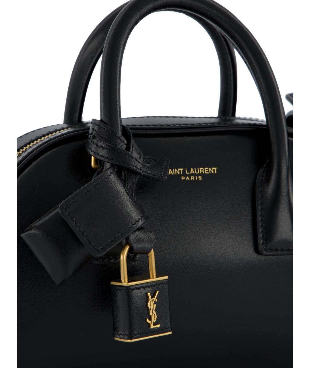 SAINT LAURENT Черная кожаная сумка с короткими ручками, фото 4