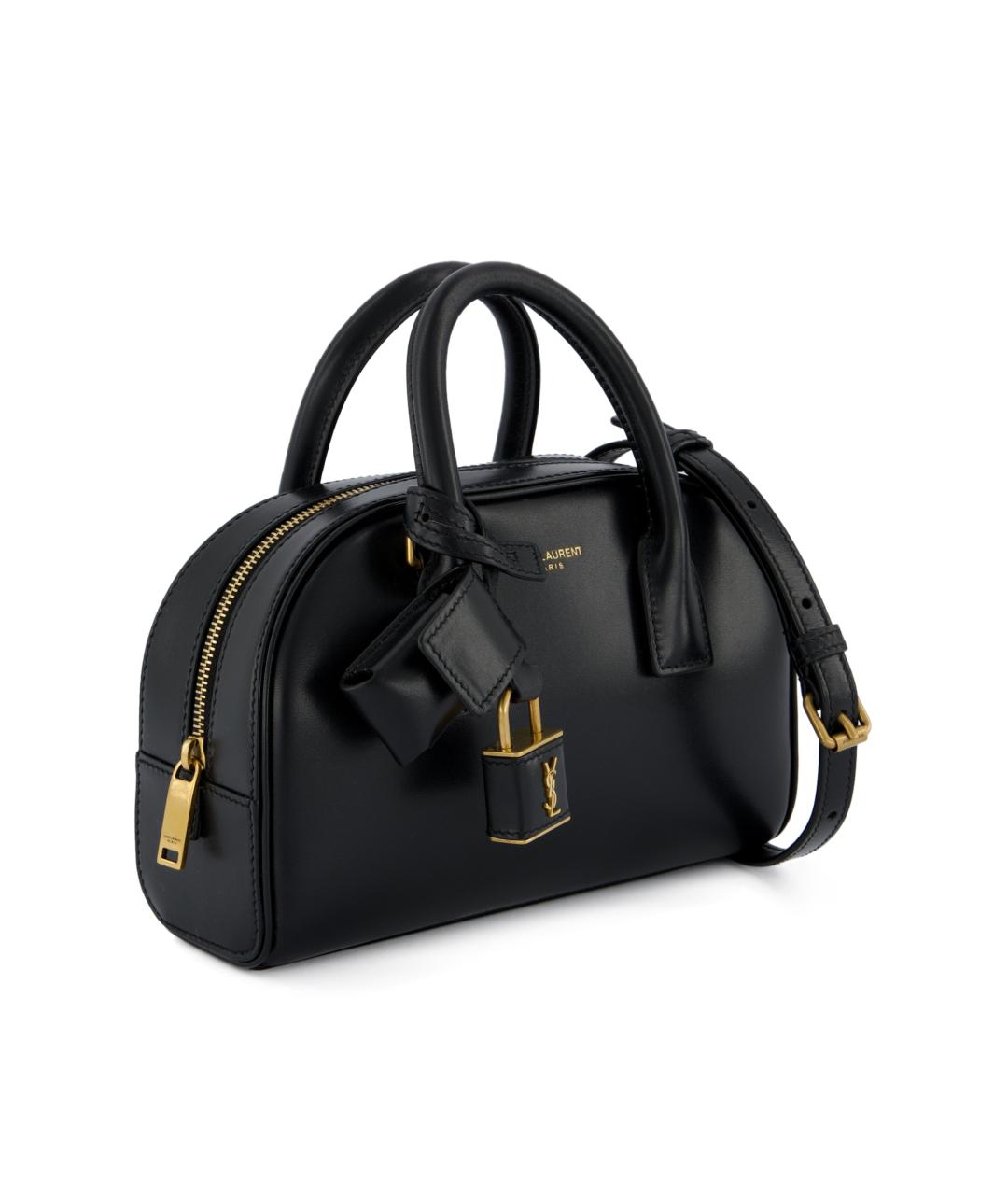 SAINT LAURENT Черная кожаная сумка с короткими ручками, фото 3