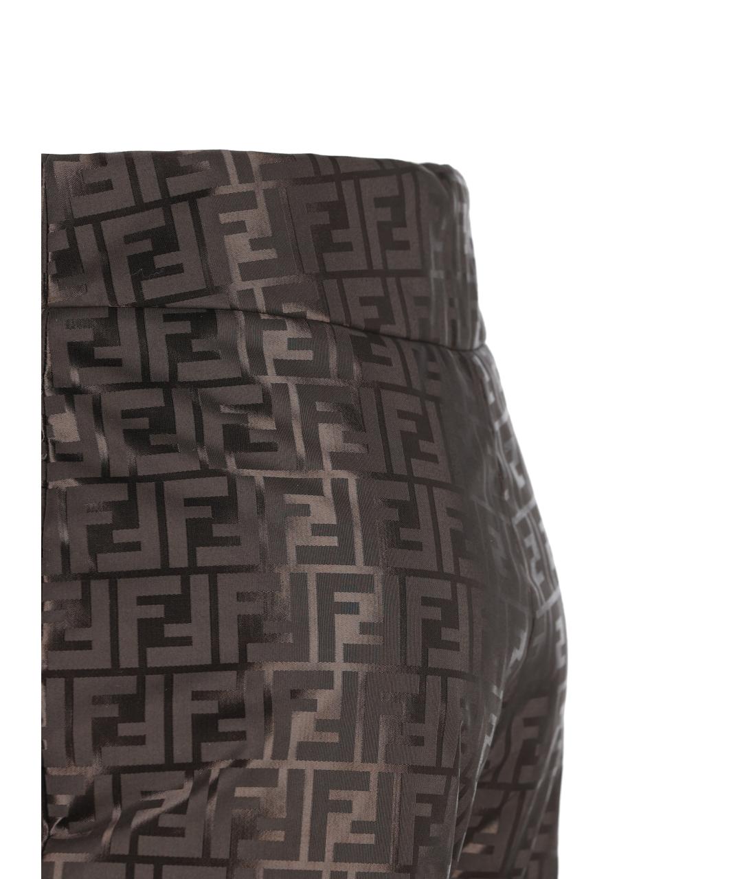 FENDI Коричневые хлопковые прямые брюки, фото 4